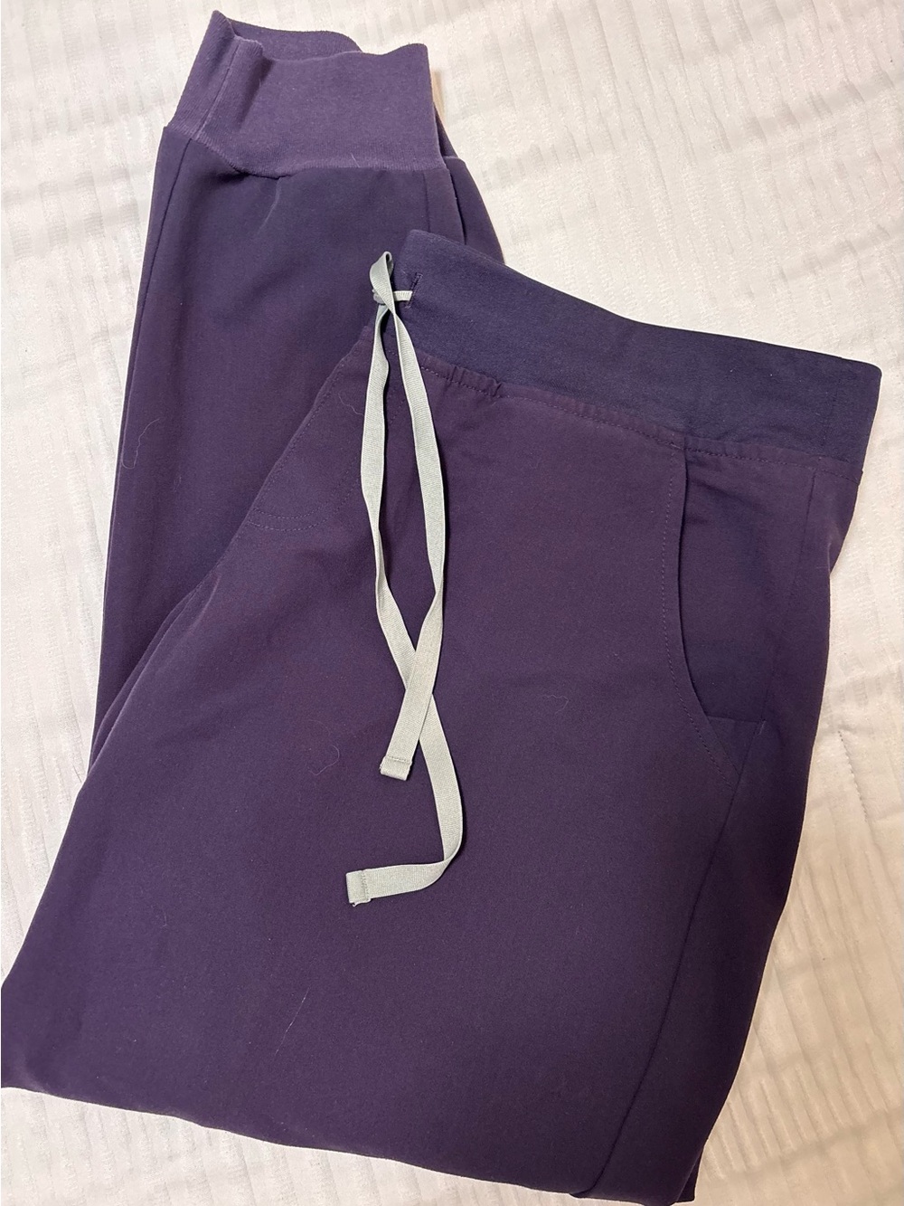 Figs Technical Collection Jogger Pants in Deep Plum with Light Gray Logo